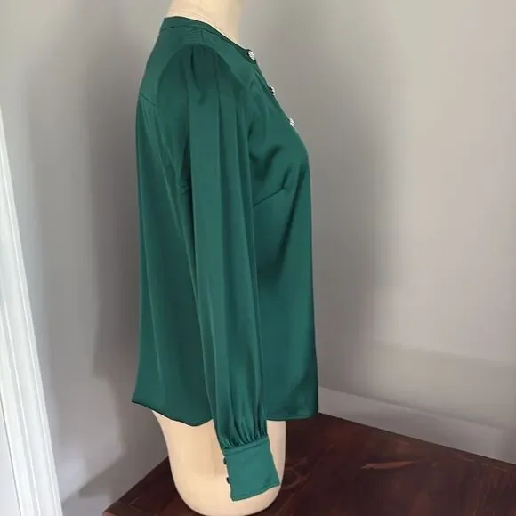 Talbots Rhinestone Holiday Button Blouse Size SP - Picture 5 of 11